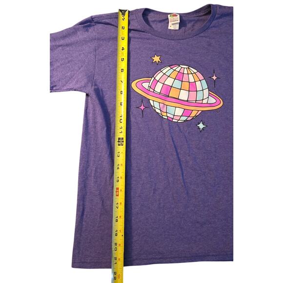 Girls Purple Fruit of the Loom Disco Saturn T shirt Size Medium - Picture 5 of 7